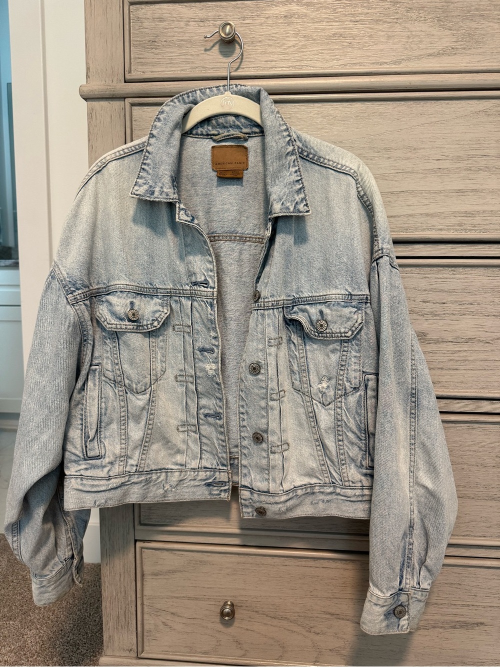 American Eagle Tomgirl Classic Light Wash Denim Jacket - Women